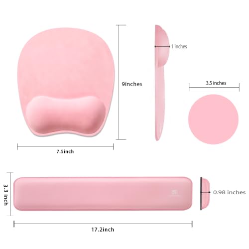 Memory Foam Set Wrist Rest Pad & Mouse Wrist Rest Support,Ergonomic Design for Office,Home,Laptop,Desktop Computer,Gaming Keyboard - Pink - color: Pink
