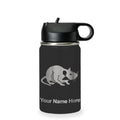 LaserGram Personalized 12oz Water Bottle, Rat (Black) | Engraved Gift, Vacuum Insulated Stainless Steel, Flip-Top Straw Lid, Laser Engraved With Your Name - color: Black, size: 12 Ounces