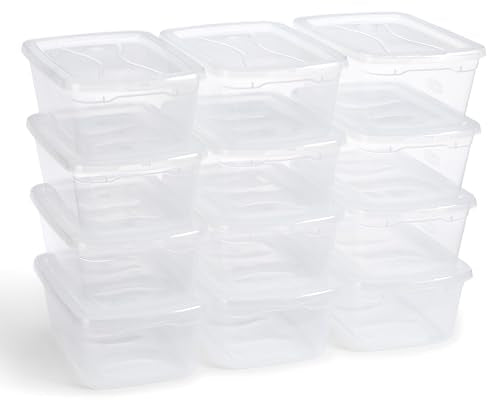 Rubbermaid Cleverstore Home/Office 6 Quart Clear Plastic Storage Tote Container Box Bin with Lid for Garage or Basement, (12 Pack) - size: 6 Qt - 12 Pack