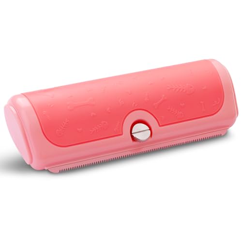Cat and Dog Deshedding Brush for Shedding, Pink | For cats and dogs, short and medium coats, helps collect loose fur in multi-pet homes - color: Pink
