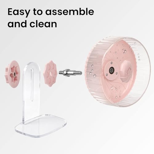 10 inch Silent Hamster Wheel with Adjustable Stand, Large Size, Pink | Large Size, Double-Bearing Design, Adjustable Stand, Smooth-Rotating Exercise Wheel for Syrian Hamsters and Gerbils - color: Pink With Stand, size: 10in
