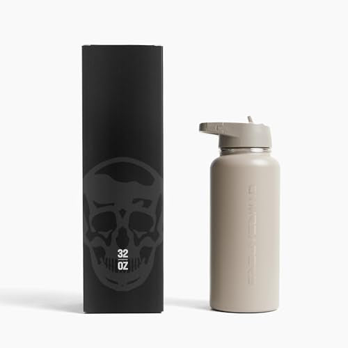 Gymreapers Insulated Water Bottle with Straw - 32 OZ Stainless Steel Water Bottles - BPA Free Metal Double Wall Vacuum Cold Hot Leakfree Flask Jug For Travel, Sports, Gym, School & Workout - color: Quicksand