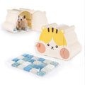 Magnetic Hamster Hideout with Open Lid & Crystal Cooling Pad Set, Visible Hamster House, Summer Cooling Ice Bed, Small Animal Houses & Habitats, Hamster Cage Accessories for Dwarf Mice Rat (Yellow) - color: Yellow
