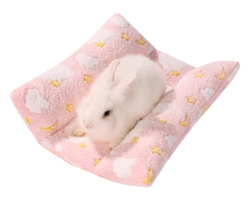 16 * 14in Rabbit Bed Soft Bunny Bed, Cuddle Cushion Plush Mat with Cotton Lounger Pillows, Small Pet Flop Mat for Cage Sleeping Indoor - color: Pink, size: 16*14in