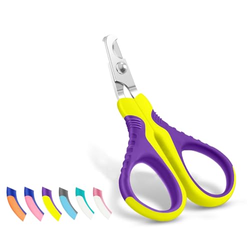 Pet Nail Clippers U07.1, Professional Claw Trimmer, Bended Scissor Special for Cats, Kittens, Dogs, Puppies, Small Animals, Yellow/Purple - color: #16 Yellow/Purple