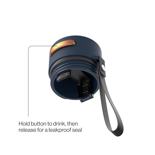 Contigo AutoSeal 24 oz Stainless Steel Vacuum-Insulated Water Bottle with Leakproof Push-Button Spout & Lock, Carry Strap, BPA-Free & Lead-Free, Dishwasher Safe - color: Abyss Bronze, size: 24 Ounces