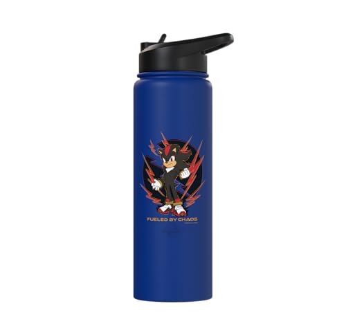 Sonic the Hedgehog 3 - Shadow "Fueled by Chaos" Stainless Steel Insulated Water Bottle - color: Royal Blue