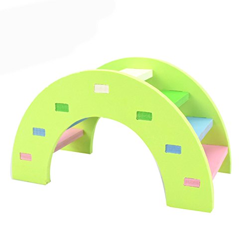 Hamster Toy Rainbow Bridge Seesaw - Small Pet Animals Wood Bridge Climb Playground Gift for Dwarf Syrian Hamsters Mice Rat (Green) - color: Green