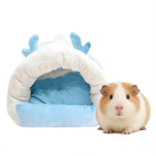Guinea Pig Hideout, Warm Bed for Guinea Pig,Rabbits, Chinchillas, Guinea Pig Bed, Cozy Small Animal Winter Shelter (Blue, Medium) - color: Blue, size: Medium