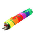 Pet Cat Tunnel, Long Straight Tunnels for Indoor Cats, Collapsible Pet Tunnel for Kitten, Puppy, Rabbit, 25cm-Wide Tunnels, Durable & Breathable, with Peek Hole Toy Ball - color: Long Straight Tunnel & Rainbow