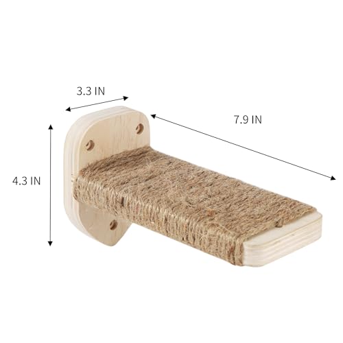 3-in-1 Cat Climbing Wall Steps with Hemp Rope, Shelves and Perches, Scratching Pads for Cats Playing and Climbing (Wood) - color: Wood