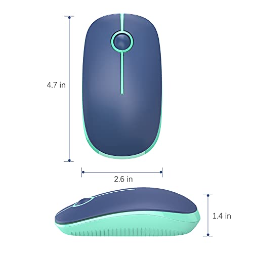 VssoPlor Wireless Mouse, 2.4G Slim Computer Laptop Mouse, Blue and Green | Portable Mouse, Plug & Play USB Nano Receiver, Quiet Silent Optical Mice for Notebook, PC, Laptop, Computer, Windows, Mac - color: Blue and Green