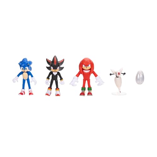 Sonic The Hedgehog 3 Movie Action Figures 2.5-Inch Movie Collector Toy Figure Multi-Pack Includes Knuckles Shadow Buzz Bomber & Drone- Officially Licensed Toys