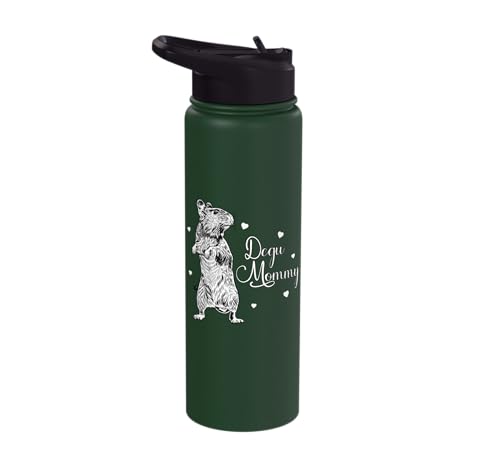 Rodent lovers - Degu Mommy Stainless Steel Insulated Water Bottle - color: Dark Green