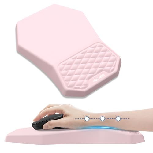 Ergonomic Mouse Pad Wrist Rest Support for Carpal Tunnel Pain Relief | Massage Design Mousepad, Memory Foam, Non-Slip PU Base for Computer Desk, Pink - color: Pink
