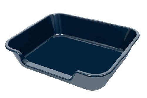 Extra Large Low Entry ABS Cat Litter Box, Blue, 24" L x 20" W, 1 Pack | Durable low entry litter box, non-stick, odor-free, ideal for seniors, kittens, rabbits, large cats and multi-pet homes. - color: Dark Blue, size: Large (Pack of 1)