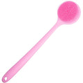 DNC Silicone Back Scrubber for Shower, Soft Bath Body Brush with Long Handle (Pink) - color: Pink