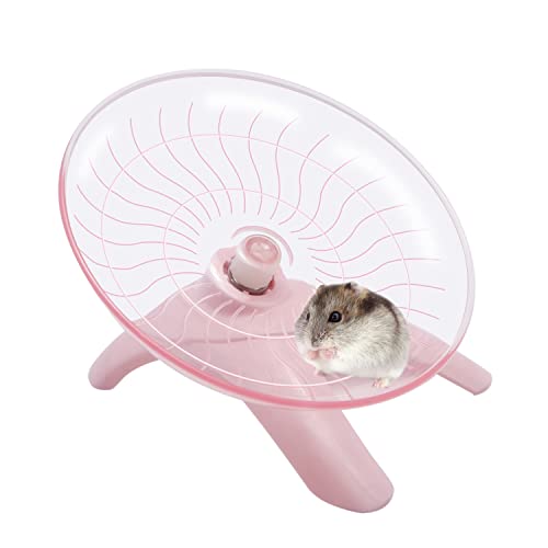 Hamster Wheel Hamster Flying Saucer Silent Exercise Wheel Running Wheel for Dwarf Hamsters Gerbil Mice Small Animals (Pink) - color: Pink