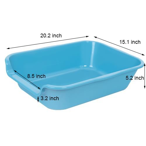 Extra Large Low Entry ABS Cat Litter Box, Blue, 20" L x 15.5" W, 1 Pack | Durable low entry litter box, non-stick, odor-free, ideal for seniors, kittens, rabbits, large cats and multi-pet homes. - color: Light Blue, size: Small (Pack of 2)