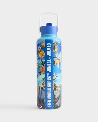 Drib 24oz Insulated Water Bottle, FIFA World Cup 2026 Edition – Performance Stainless Steel Insulated Bottle with Quiet Leak-Proof Straw Lid (Atlanta - City Poster) - color: Atlanta - City Poster