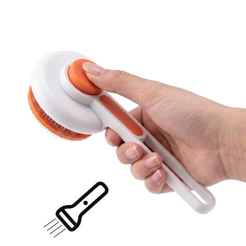 Self Cleaning Cat Dog Brush, Pet Deshedding Grooming Comb with Fine Stainless Steel Teeth, Hair Removal Slicker Brush for Long and Short Hair Pets