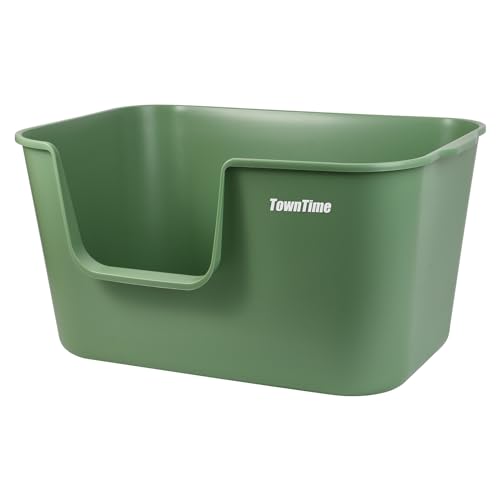 Extra Large Litter Box with High Sides 24.60" Lx16.92 Wx12.99 H,Anti-Splashing Kitty Litter Box,Tool-Free Assembly,Multi cat Litter Box,Jumbo Litter Box (Green) - color: Green