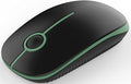VssoPlor Wireless Mouse, 2.4G Slim Computer Laptop Mouse, Black and Green | Portable Mouse, Plug & Play USB Nano Receiver, Quiet Silent Optical Mice for Notebook, PC, Laptop, Computer, Windows, Mac - color: Black and Green