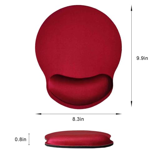 Mouse Pad with Wrist Support, Ergonomic Mouse Pad with Memory Foam Wrist Rest Cushion, Non-Slip Rubber Base Gaming Mice Pad for Home Office Computer Laptop, Red - color: Red