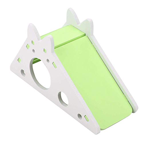 Colorful Pet Hamster House with Stair and Slides Odorless Wooden Home DIY Hideout Exercise Toys Living for Squirrels Gerbils Hamsters Golden Bears Small Animals (Green) Bedding - color: Green