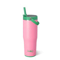 Swig Life 30oz Leakproof To-Go Tumbler with Handle, Azalea Golf Ball | Leakproof Lid - Triple Insulated Stainless Steel - Handle & Straw Included - Cup Holder Friendly - Dishwasher Safe - color: Azalea Golf Ball