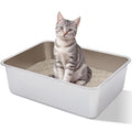 Stainless Steel Litter Box, 17.7"x13.8"x6" Medium to Large Metal Litter Box for Kitty/Cat/Rabbits, Easy to Clean, Non Stick Litterbox No Smell for Adult Cats - size: Medium(17.7"x13.7"x6")