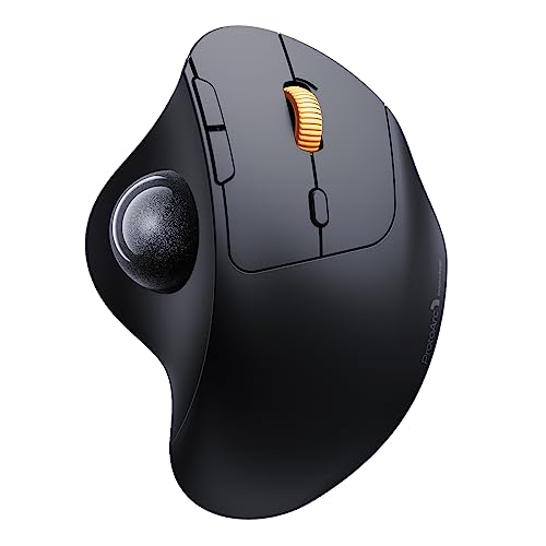 ProtoArc EM04 Wireless Trackball Mouse, Bluetooth Trackball Mouse | Thumb-control design reduces wrist fatigue, connect 3 devices via Bluetooth/2.4G USB-A, 500mAh rechargeable battery