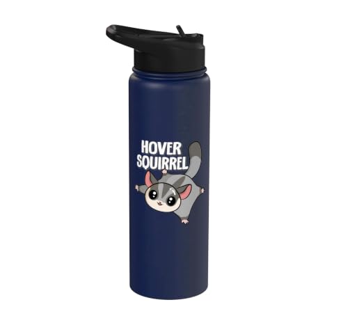Cute Womens Girls Kids Mom Hover Squirrel Sugar Glider Lover Stainless Steel Insulated Water Bottle - color: Navy Blue