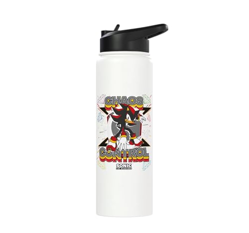 Sonic the Hedgehog - Shadow the Hedgehog "Chaos Control" Stainless Steel Insulated Water Bottle - color: White