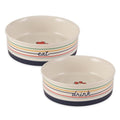 Bone Dry Ceramic Food Bowls, Non-Slip & Dishwasher Safe, Large Set, 7.5x2.4 Eat/Drink - color: Eat/Drink, size: Large Set, 7.5x2.4"