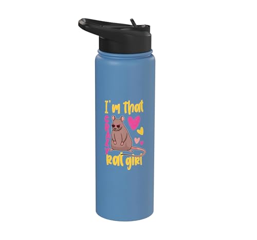 Funny Rat Design for Girls and Women Stainless Steel Insulated Water Bottle - color: Light Blue