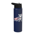 Sugar Glider 4th of July US American Flag Patriotic Stainless Steel Insulated Water Bottle - color: Navy Blue