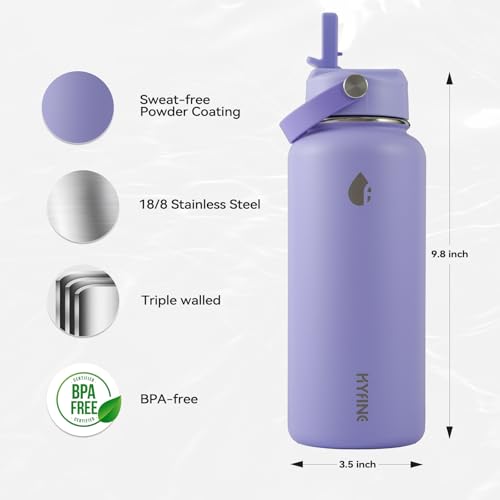 32oz Insulated Stainless Steel Water Bottle with Straw Lid Lager Capacity - color: purtple