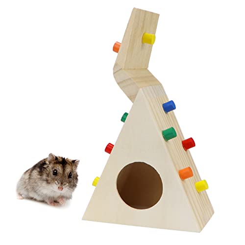 Litewoo Hamster Hut with Climbing Toy Wooden House for Pet Dwarf Hamster Gerbil Rat Small Animal