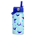 SANDJEST Shark Water Bottle - Kids Water Bottle with Straw Lid - 12 Oz Insulated Stainless Steel Water Bottles for Kid Boy - Travel Cup for School Sports - color: Shark 2