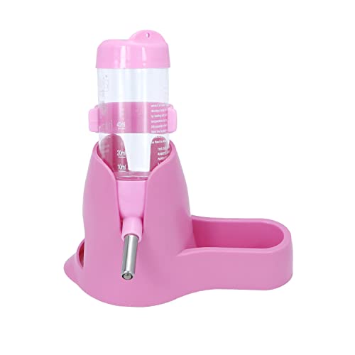 Wontee 3 in 1 Hamster Water Bottle with Food Bowl Hideout Base, 80ML, Pink | Water dispenser, food container, hideout, stable base, easy to refill, for glass tank/cage, dwarf hamster/mouse/gerbil, 2.7oz - color: Pink, size: 80ML