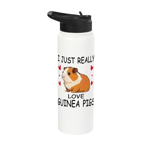 I just really love guinea pigs, Cute Guinea pig Stainless Steel Insulated Water Bottle - color: White