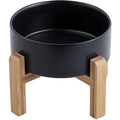 Black Raised/Elevated Ceramic Dog Bowl for Small Medium Sized Breeds,Dog Food Water Bowl with Stand,6 in Non Slip Heavy Pet Feeding Dish 3.6 Cups/ 850 ml /28 OZ - color: Black, size: 6 in
