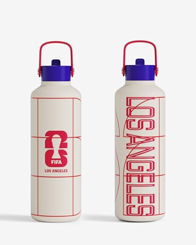 Drib 24oz Insulated Water Bottle, FIFA World Cup 2026 Edition – Performance Stainless Steel Insulated Bottle with Quiet Leak-Proof Straw Lid (Los Angeles - City Touch) - color: Los Angeles - City Touch