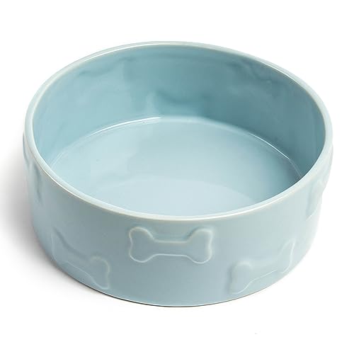 Manor Medium Ceramic Pet Bowl, 4-Cup Durable Food & Water Dish for Cats & Dogs, Blue - color: Blue, size: Medium