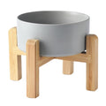 6'' Ceramic Raised Dog Bowl - 30Oz Dog Food & Water Bowl with Elevated Non-Slip Bamboo Stand, Dishwasher & Microwave Safe, Anti Vomiting Heavy Duty Pet Bowl for Small and Medium Dogs, Grey - color: 1 x Bowl + Stand - Grey, size: 6 inch