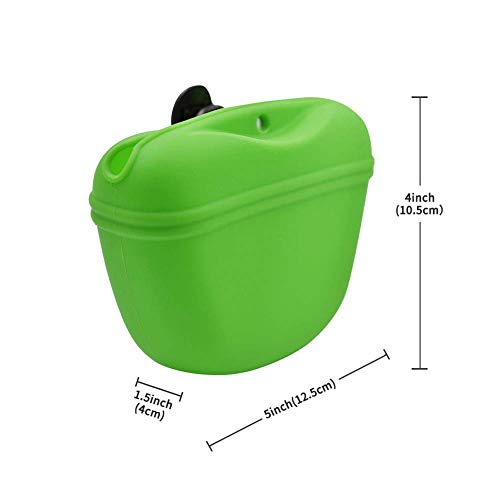 RoyalCare Silicone Dog Treat Pouch-Small Training Bag-Portable Dog Treat Bag for Leash with Magnetic Closure and Waist Clip[US Design Patent] - color: dark green