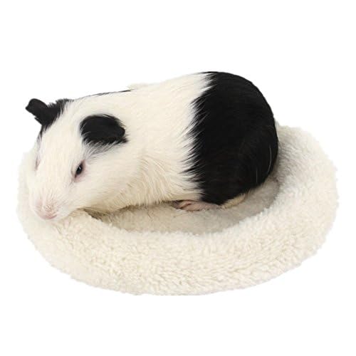 BWOGUE Hamster Bed, Round Velvet Sleep Pad for Guinea Pigs and Rats, 8.7 in | Round Mat for Small Pets, Soft Velvet Comfort, Machine Washable, Cage and Home Use, Hamsters Guinea Pigs - color: White