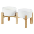 Havniva Dog Bowls Elevated, Ceramic Dog Food and Water Bowl Set | 6.1” Raised Dog Food Bowl, Elevated Dog Bowls with Bamboo Stand, Non-Slip Dog Water Bowl for Small Dog, Large Capacity - color: Matte White, size: 6.1" - 2 Bowls+Stand