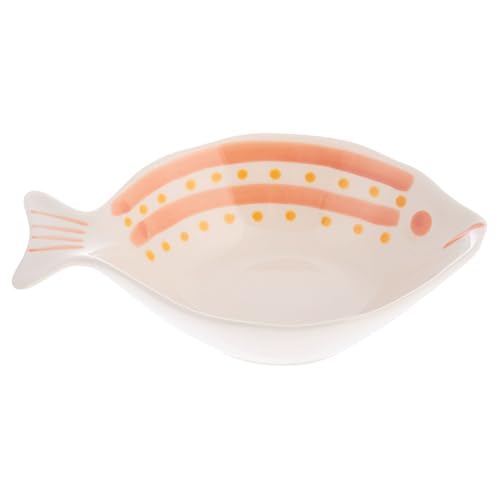 Karma, Ceramic Hand Painted Snack Dish, Fish Shaped Small Bowls, Cute Small Dip Bowl Saucer Appetizer Plate, Peach - color: Peach